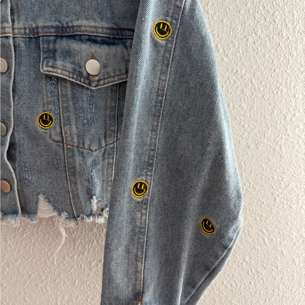 Denim Jacket with Smiley Patches - Picture 3 of 13